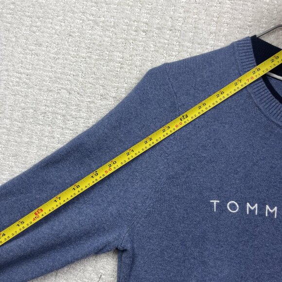 Tommy Hilfiger Shirt Blue Striped Long Sleeve Spell out logo Women Sz L Preppy - Picture 9 of 12